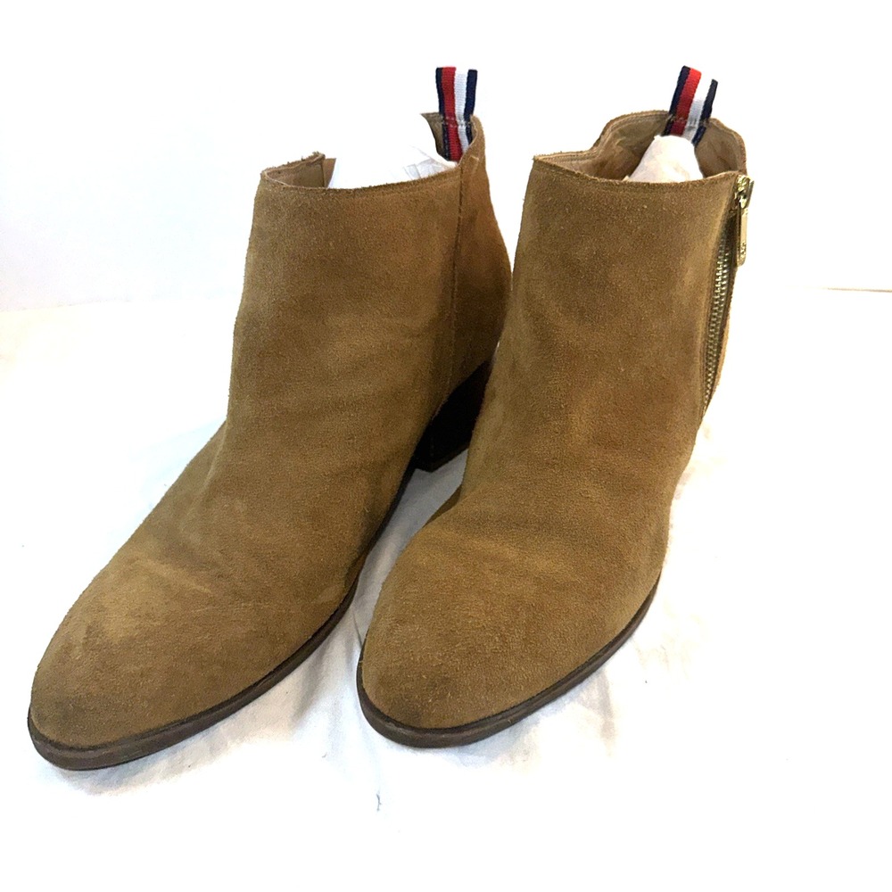 Tommy Hilfiger Womens Reiz Ankle Boots Brown Block Heel Almond Toe Zip 10 M